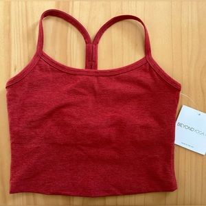 NWT Beyond Yoga Spacedye Slim Racerback Cropped Tank Red Sand Heather XS